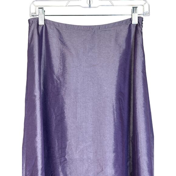 Express Purple Iridescent Silky A-line Event Back Pleat Maxi Skirt Size 5/6 - Picture 2 of 8